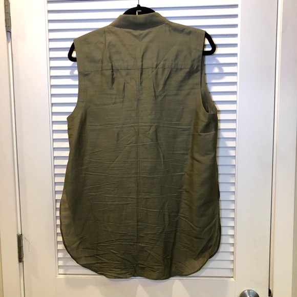 Helmut Lang Olive Green Button Up Sleeveless Top - Picture 7 of 8